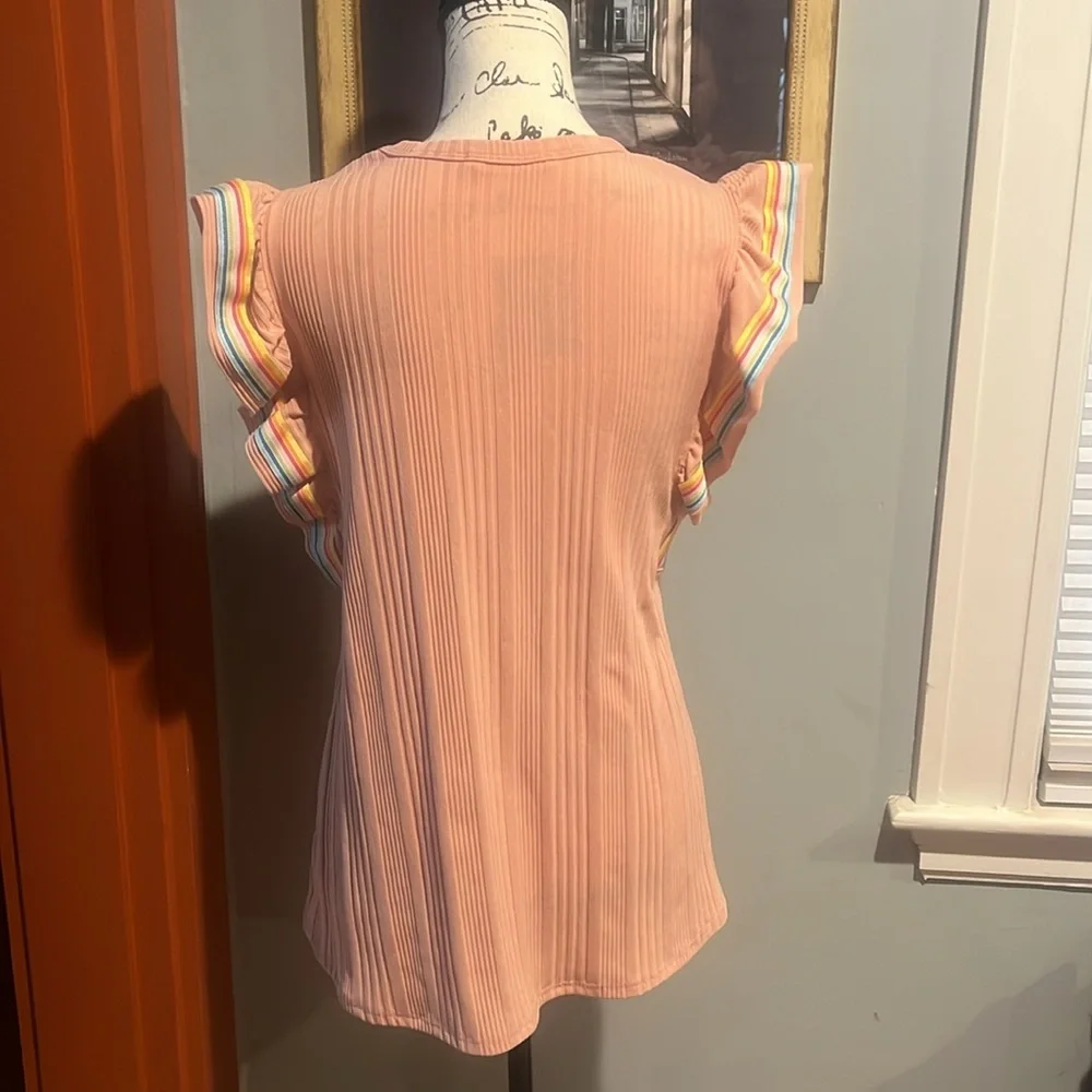 Raw Edge Ruffled & Ribbed Rainbow Tank (Medium) - Picture 6 of 9